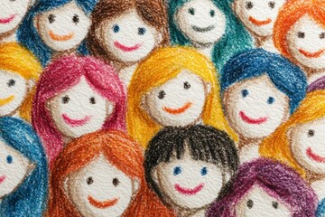 A group of people with different hair colors and smiling faces