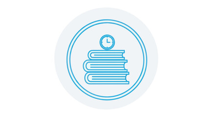 Stack of Books with Clock Icon Representing Education and Time.