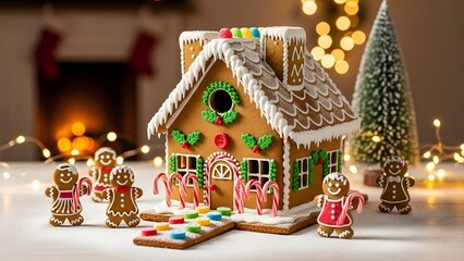 gingerbread house with christmas decorations