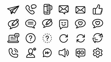 Modern communication and social media user interface icon set