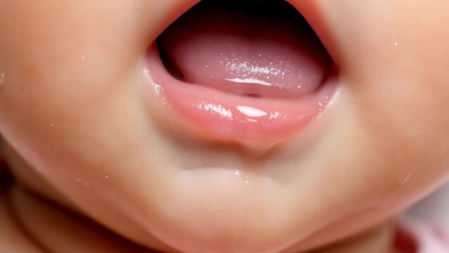 Close-Up of Baby's Mouth with Tiny Teeth and Glorious Smile