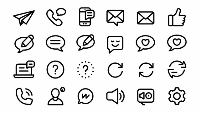 Modern communication and social media user interface icon set