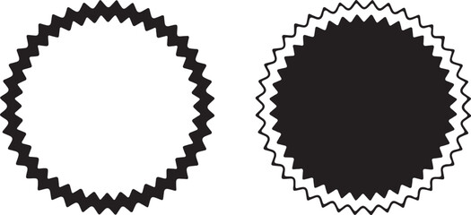 Two Starburst Shapes One Outline One Filled Black Keywords: starburst, star, shape, symbol, icon, graphic, design, illustration, outline, filled, black, white, geometric, on transparent background