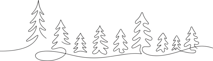 Christmas trees line art vector decoration,background, invitation