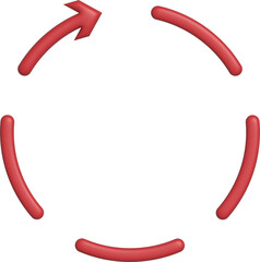 화살표-원형-순환 화살표-회전 화살표-3d-입체-레드