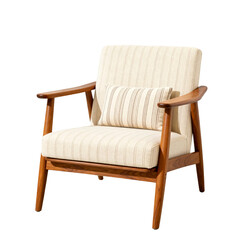 Comfortable armchair with a striped pillow for cozy reading nooks or stylish living rooms, adding warmth and sophistication to any space