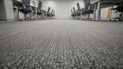 Fototapeta premium Empty office conference room with chairs and carpeted floor.
