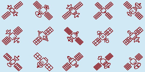 Satellite Icons Set, Collection Of Space Tech And Communication Symbols For Science Design Project Management And Aerospace Applications

