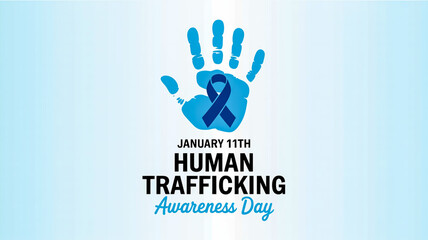 Fototapeta premium Human trafficking awareness day, january 11th, blue handprint