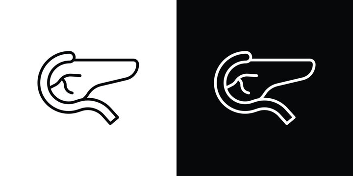 pancreas icons vector. doodle. on a white background.