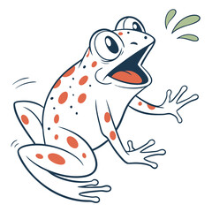 Cartoonish Frog with Red Spots, Expression of Shock and Open Mouth,