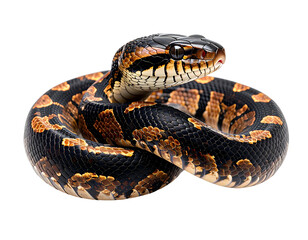 Obraz premium Snake coiled, showing scales and eyes in detail