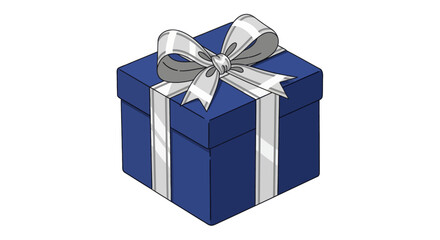 Obraz premium An isolated blue gift box with a white ribbon tied into a bow, perfect for celebrations and special occasions