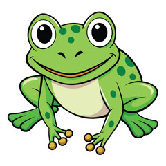 Fototapeta premium Cartoonish Green Frog with Big Eyes on White Background