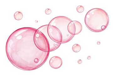 Watercolor pink bubbles floating and overlapping in a playful composition, perfect for beauty, health, and celebratory themes.