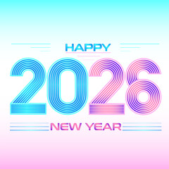Retro Futuristic New Year 2026 Vector Typography Design