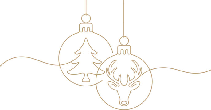 Merry christmas decoration line art