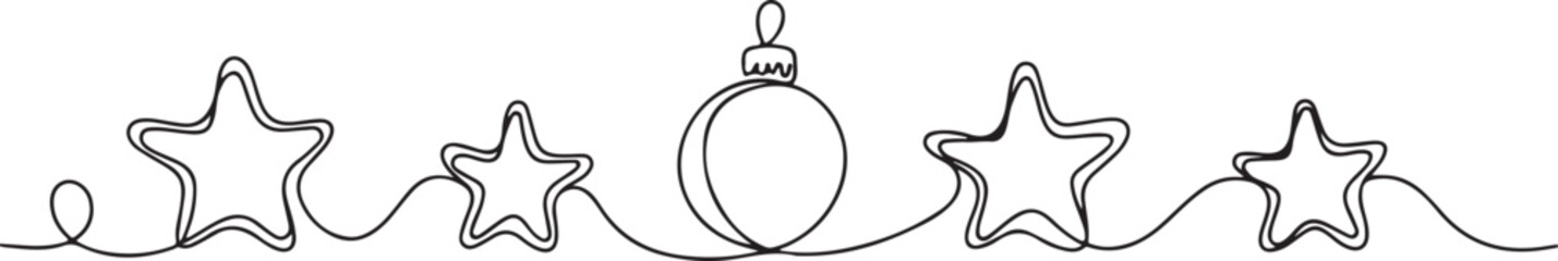 Merry Christmas decoration. Continuous one line art