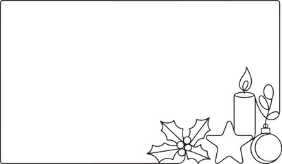 Merry Christmas decoration. Continuous one line drawing art
