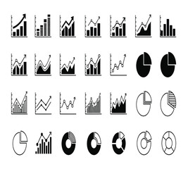 Abstract black geometric shapes and modern symbols, meticulously arranged in a grid pattern, creating a versatile design element, isolated on white background