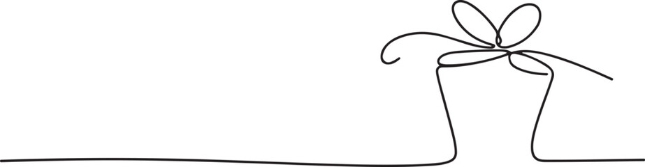 Merry Christmas decoration. Wavy line with gift box