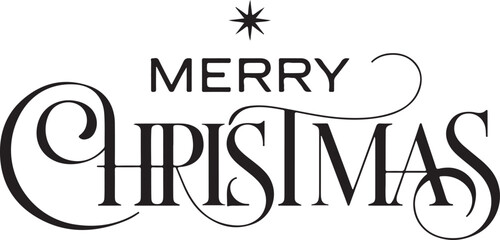 Fototapeta premium Merry Christmas elegant calligraphy and Bethlehem star. Holy night vector handwriting concept for xmas greeting card or church service invitation