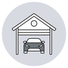 Garage Icon, Vehicle Garage, Car Parking Space, Auto Workshop, Storage Garage, ilustration, vector