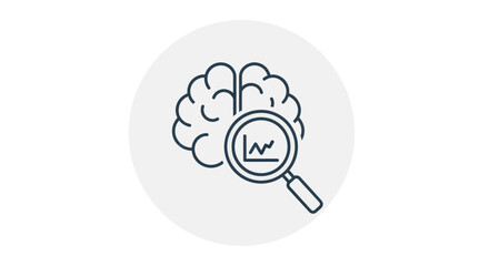 Brain analysis with magnifying glass and graph icon.