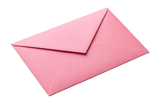 A single pink envelope displayed at an angle with a subtle shadow, perfect for conveying messages of love, gratitude, or special occasions in promotional materials and graphic projects. - Powered by Adobe