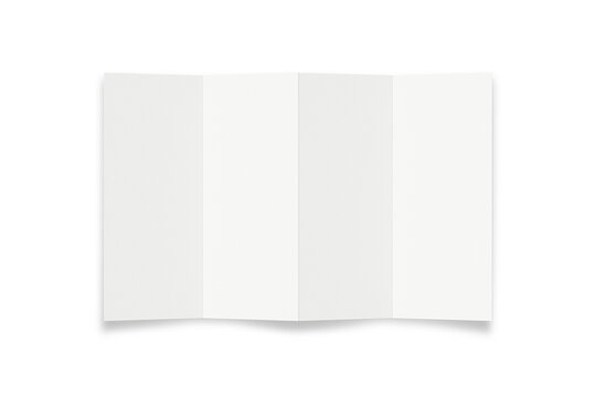Clean blank trifold brochure template for mock up on an isolated background. Leaflet, Pamphlet, Flyer, Booklet, Catalog, menu empty mock-up for mockup presentation of map design.3d rendering.