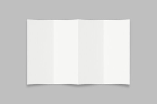 Clean blank trifold brochure template for mock up on an isolated background. Leaflet, Pamphlet, Flyer, Booklet, Catalog, menu empty mock-up for mockup presentation of map design.3d rendering.