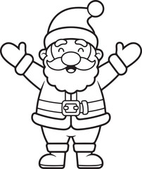 outlined cheerful santa