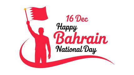 Happy bahrain national day on december 16th, man waving flag