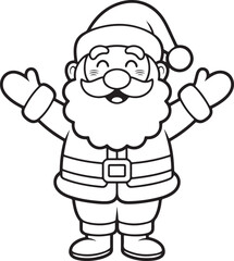outlined cheerful santa