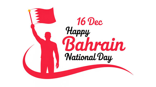 Happy bahrain national day on december 16th, man waving flag