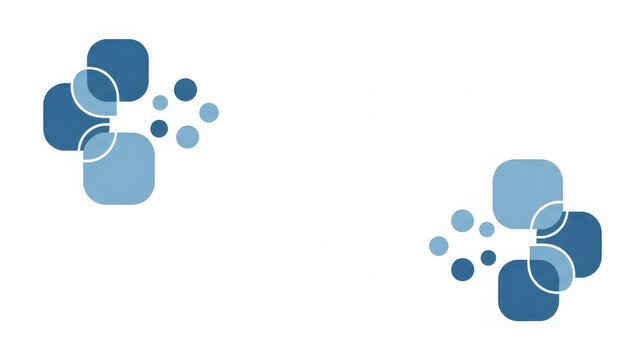 Blue abstract geometric shapes and circles on white background image - Powered by Adobe