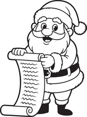 Outlined santa with list