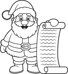 Outlined santa with list