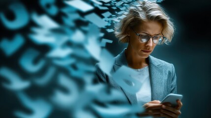 Businesswoman using 5s management online concept to manage digital world, organizing processes, files, shared drives, networks and servers