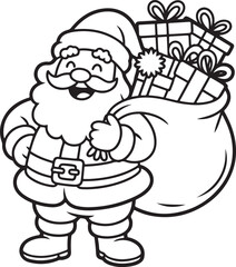 Outlined Santa with sack