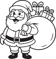 Outlined Santa with sack