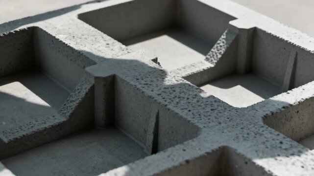 Close medium shot of concretecompatible 3D printed formwork with textured surface highlighting sturdy support structures for casting complex concrete shapes.