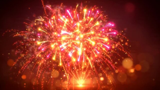 Vibrant Fireworks Display Exploding with Colorful Sparks and Light Reflections