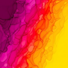 Vibrant abstract alcohol ink painting in purple pink and yellow