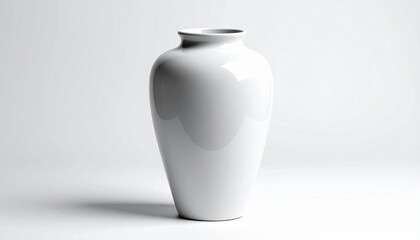Elegant white vase displayed on a clean surface with soft lighting showcasing its smooth curves and glossy finish