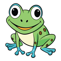 Obraz premium Cheerful Cartoon Green Frog with White Background Style