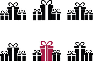 Set of christmas gift silhouette