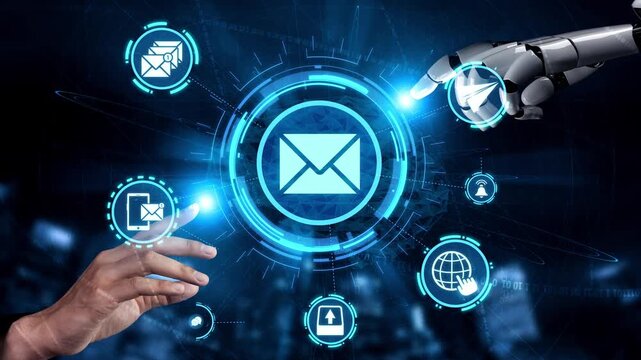 Email icons show digital communication, email service, and inbox management. Email supports online messaging, email notification, and secure exchange. Funnel