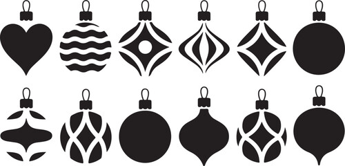 Set of different Christmas decorations isolated on white