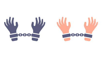 Handcuffed hand icon. Prison sentence. Flat illustration.